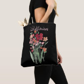 Rode en Roze Wilde Bloemen Tekst Tote Bag (Dichtbij)