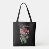 Rode en Roze Wilde Bloemen Tekst Tote Bag (Achterkant)