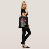 Rode en Roze Wilde Bloemen Tekst Tote Bag (Op model)