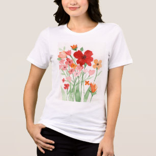 Rode en Roze Wilde Bloemen Tri-Blend Shirt