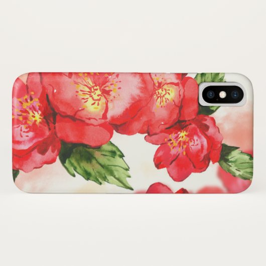 Rode en roze zachte Waterverf Rozen Case-Mate iPhone Case (Achterkant (horizontaal))