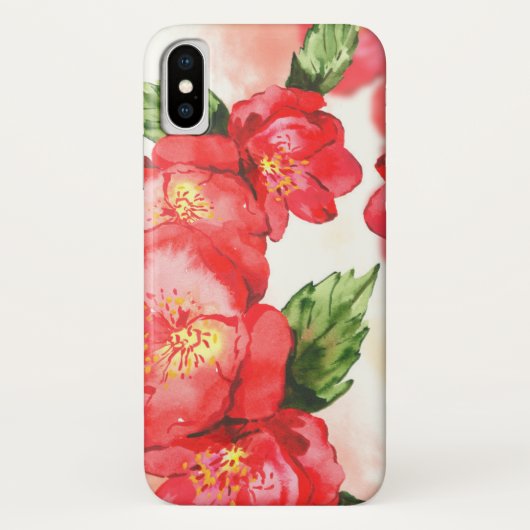 Rode en roze zachte Waterverf Rozen Case-Mate iPhone Case (Achterkant)
