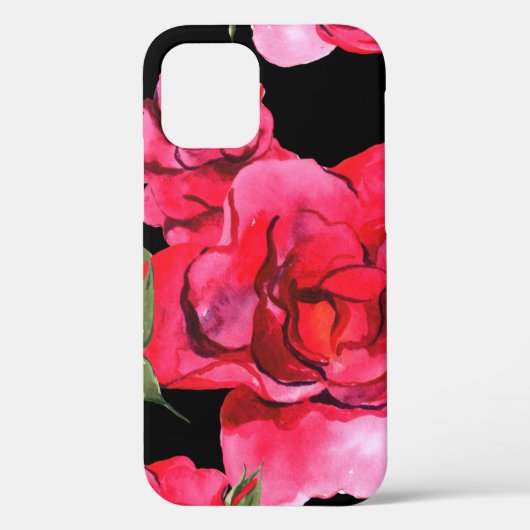 Rode en roze zachte Waterverf Rozen op zwart Case-Mate iPhone Case (Achterkant)