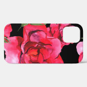 Rode en roze zachte Waterverf Rozen op zwart Case-Mate iPhone Case (Achterkant (horizontaal))