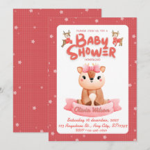 Rode en roze zoete babyshower uitnodiging