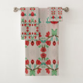 Rode en taupe handdoekset bad handdoek (Insitu)