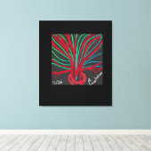 Rode en Teal Groene Boom Canvas Afdruk (Insitu (Houten vloer))