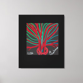Rode en Teal Groene Boom  Canvas Afdruk