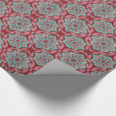 "Rode en turkooisbloem" bloem Cadeaupapier (Hoek)