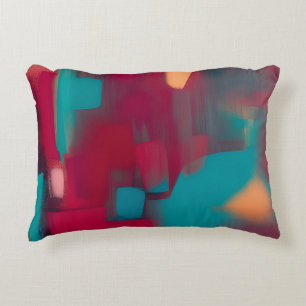 Rode en turkooizen abstracte mix accent kussen