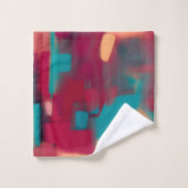 Rode en turkooizen abstracte mix bad handdoek (Wasdoekje)