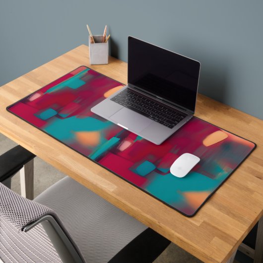 Rode en turquoise abstracte bureaumat (Kantoor 2)