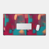 Rode en turquoise abstracte bureaumat (Keyboard & Muis)