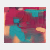 Rode en turquoise abstracte mix fleece deken (Voorkant (Horizontaal))