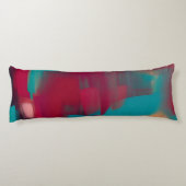 Rode en turquoise abstracte mix lichaamskussen (Achterkant)