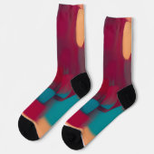 Rode en turquoise abstracte mix sokken (Links)