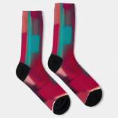 Rode en turquoise abstracte mix sokken (Rechts)