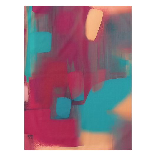 Rode en turquoise abstracte mix tafelkleed (Voorkant)