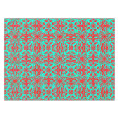 Rode en turquoise bloemen tafelkleed (Voorkant (Horizontaal))