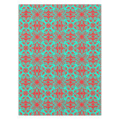 Rode en turquoise bloemen tafelkleed (Voorkant)