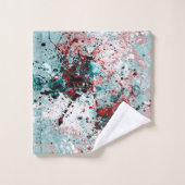 Rode en turquoise spetters bad handdoek (Wasdoekje)