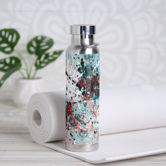 Rode en turquoise spetters waterfles (Yoga)