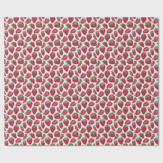  rode en witte aardbeien cadeaupapier (Vlak)