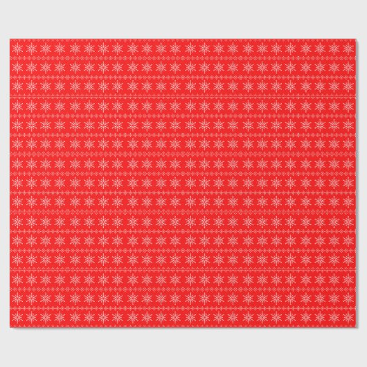 Rode en witte Abstracte kerstsnowflakes Cadeaupapier (Vlak)