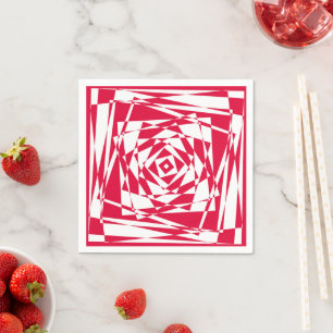 Rode en Witte Abstracte Servetten – Moderne Illusi