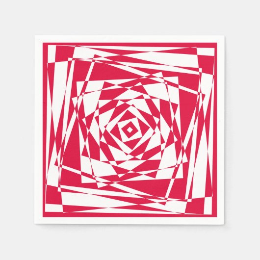 Rode en Witte Abstracte Servetten – Moderne Illusi (Voorkant)