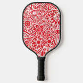Rode en witte Abstracte tropische Floral Hawaiian Pickleball Paddle (Achterkant)