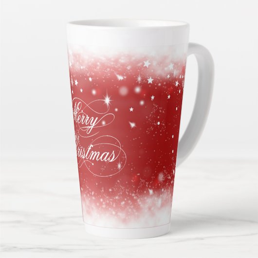 Rode en witte achtergrond latte mok (Rechterhoek)