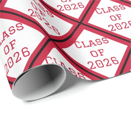 Rode en Witte Afstudeer Inpakpapier | 2026 (Rol Hoek)