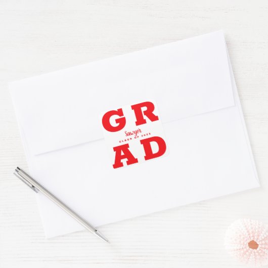 Rode en Witte Afstudeerfeest Vierkante Sticker (Envelop)