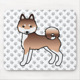 Rode en witte Alaskan Klee Kai Schattige Cartoon H Muismat