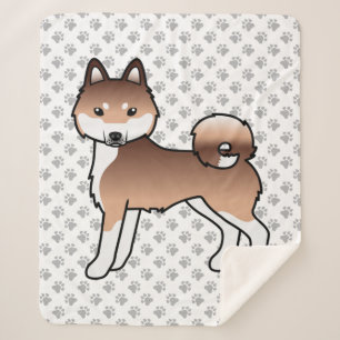 Rode en witte Alaskan Klee Kai Schattige Cartoon H Sherpa Deken