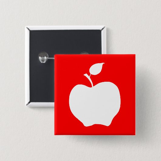 Rode en witte appel vierkante button 5,1 cm (Voorkant /achterkant)