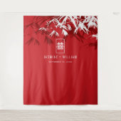 Rode en witte bamboe laat de Chinese bruiloft acht Wandkleed (Voorkant)