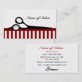 Rode en witte Barber Stripes Hair Salon Schaar Visitekaartje (Voorkant / Achterkant)