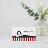 Rode en witte Barber Stripes Hair Salon Schaar Visitekaartje (Staand voorkant)