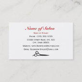 Rode en witte Barber Stripes Hair Salon Schaar Visitekaartje (Achterkant)