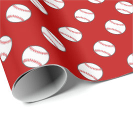 Rode en witte basisballen | Achtergrondkleur Cadeaupapier