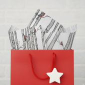 Rode en witte berkenbomen en rode kardinaalvogels tissuepapier