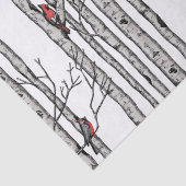 Rode en witte berkenbomen en rode kardinaalvogels tissuepapier (Detail)