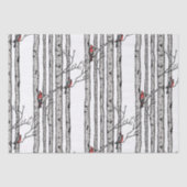 Rode en witte berkenbomen en rode kardinaalvogels tissuepapier (Voorkant)