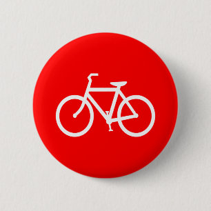 Rode en witte bike ronde button 5,7 cm