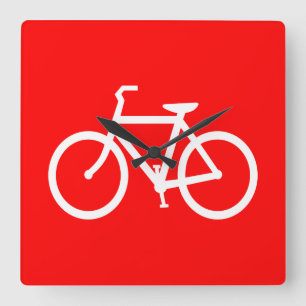 Rode en witte bike vierkante klok