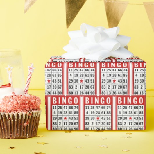 Rode en witte Bingo Kaarten Cadeaupapier (Verjaardagsfeest)