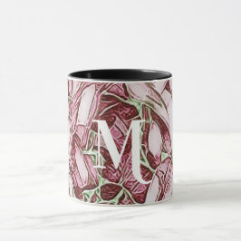 Rode En Witte Bloem Monogram Mok