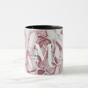Rode en witte bloem monogram mok